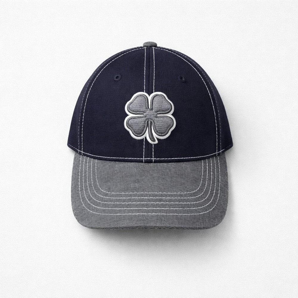 Black Clover Live Lucky Two Tone  Gray/Navy Elastic Band Four Leaf Clover Cap